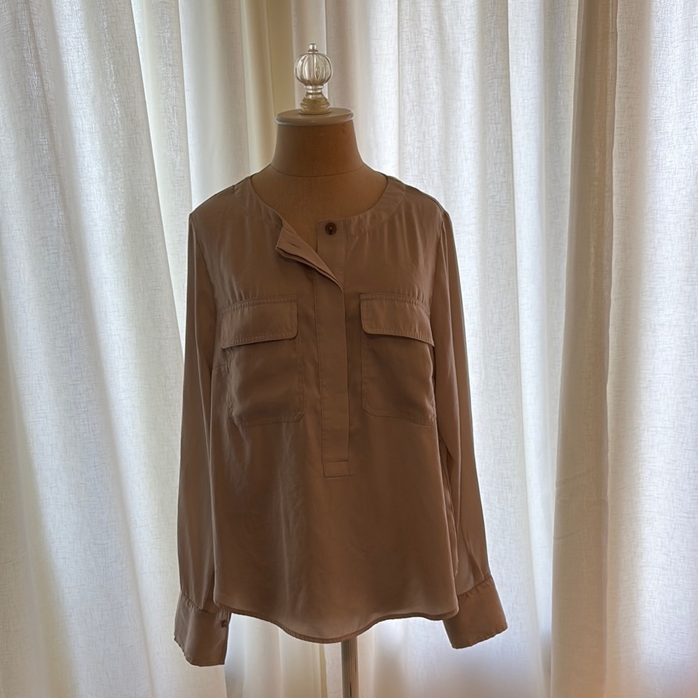 Women's Beige Button-Up Blouse